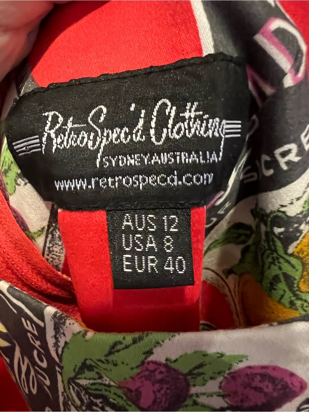 RetroSpec'd Clothing Red Fruit Labeled Dress